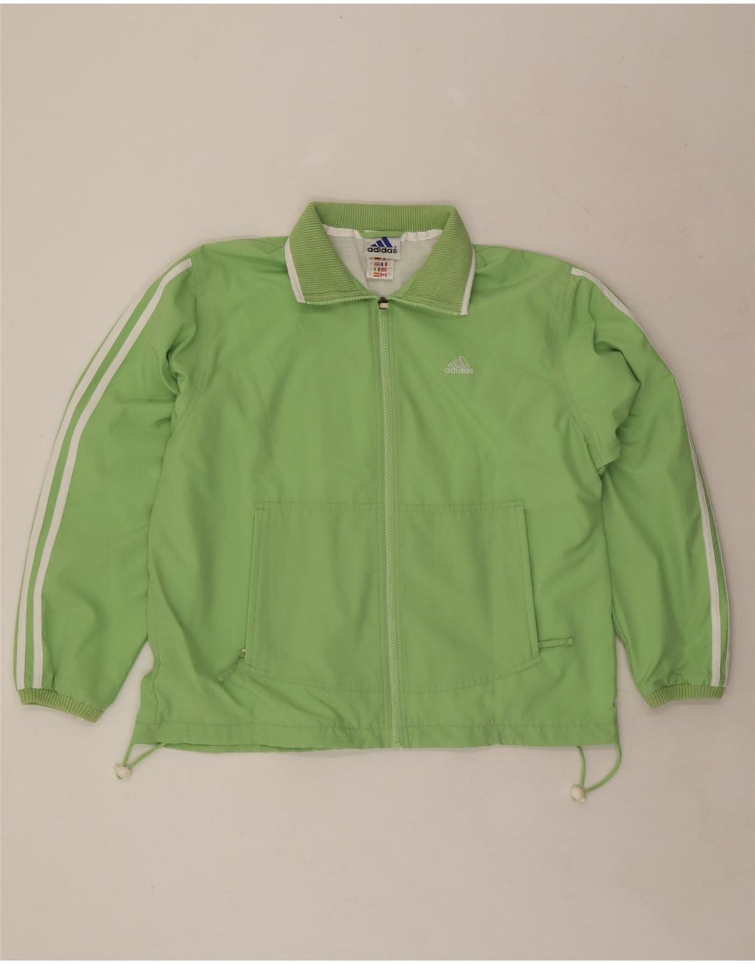 Adidas Womens Tracksuit Top Jacket UK 14 Large Green Polyester