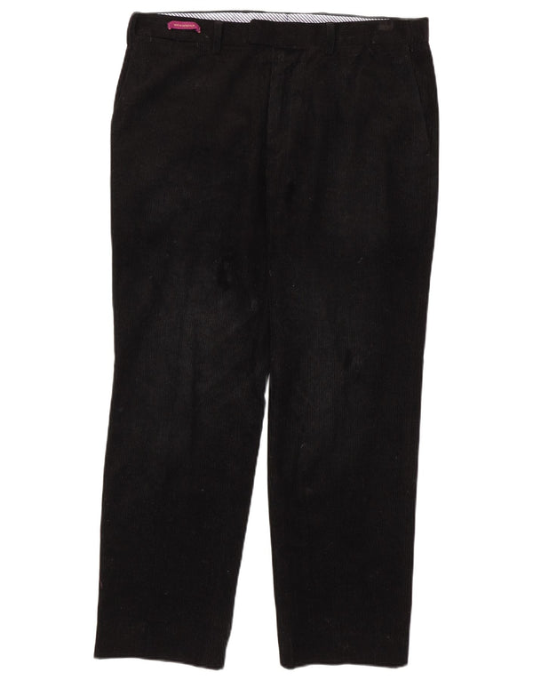 Marks & Spencer Mens Tailored Fit Straight Corduroy Trousers W34 L29 Black