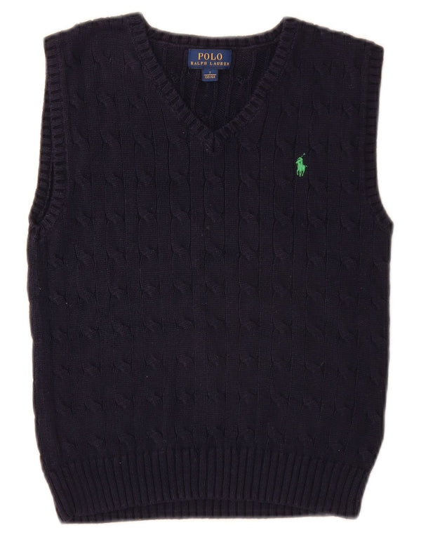 Polo Ralph Lauren Boys Vest Tank Top 6-7 Years Navy Blue Cotton