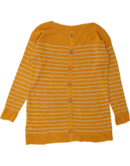 WHITE STUFF Womens Boat Neck Jumper Sweater UK 14 Large Yellow Striped