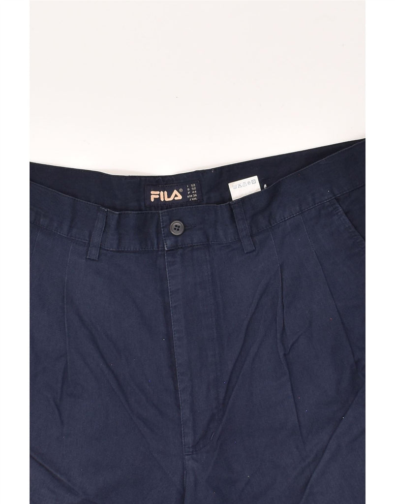 FILA Mens Pegged Chino Shorts W36 Large Navy Blue Cotton | Vintage Fila | Thrift | Second-Hand Fila | Used Clothing | Messina Hembry 