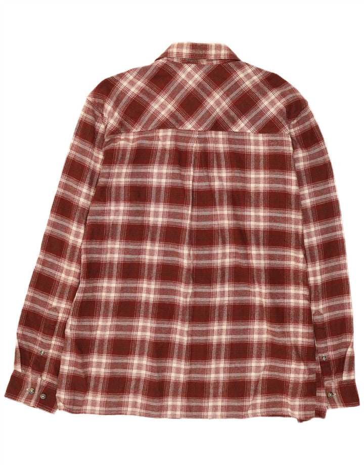 Jack Wolfskin Mens Flannel Shirt XL Burgundy Check Cotton