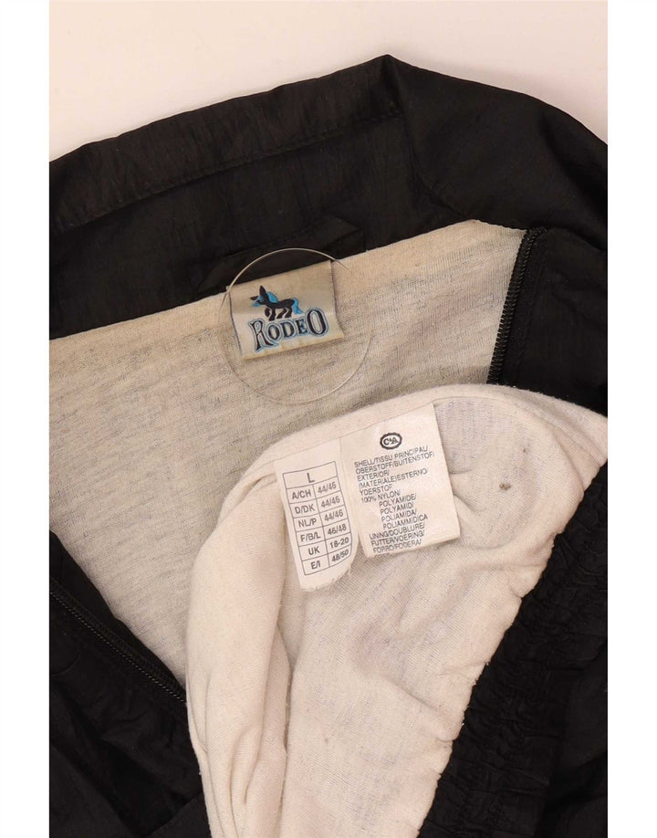 Rodeo Womens Oversized Tracksuit Top Jacket UK 18/20 XL Black Nylon
