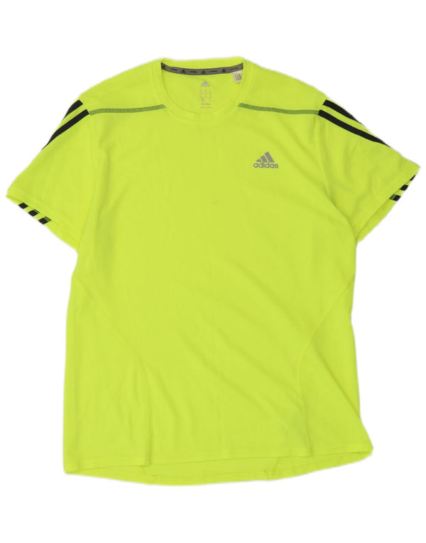 Adidas Mens Climalite T-Shirt Top Medium Yellow Polyester
