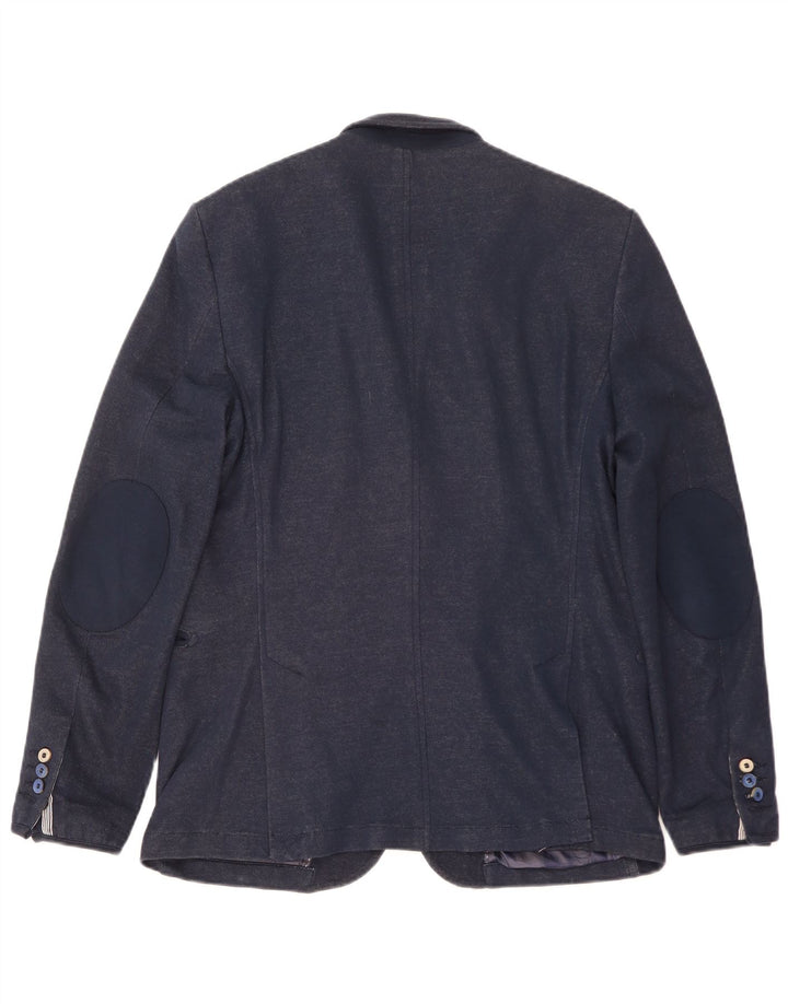 Zara Mens 2 Button Blazer Jacket EU 54 XL Navy Blue Viscose
