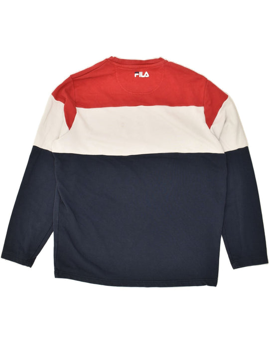FILA Mens Graphic Top Long Sleeve XS Multicoloured Striped Cotton Vintage Second Hand Clothing Online Messina Hembry