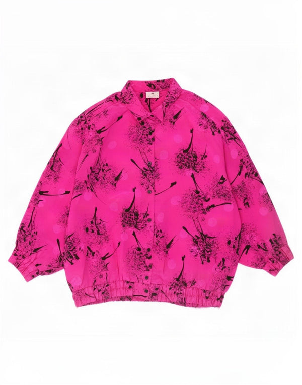 Vintage Womens Abstract Pattern Shirt Blouse EU 50 3XL Pink Polyester