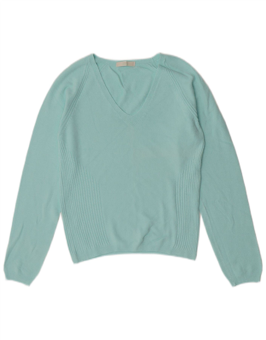 Marks & Spencer Womens Crop V-Neck Jumper Sweater UK 14 Medium Turquoise