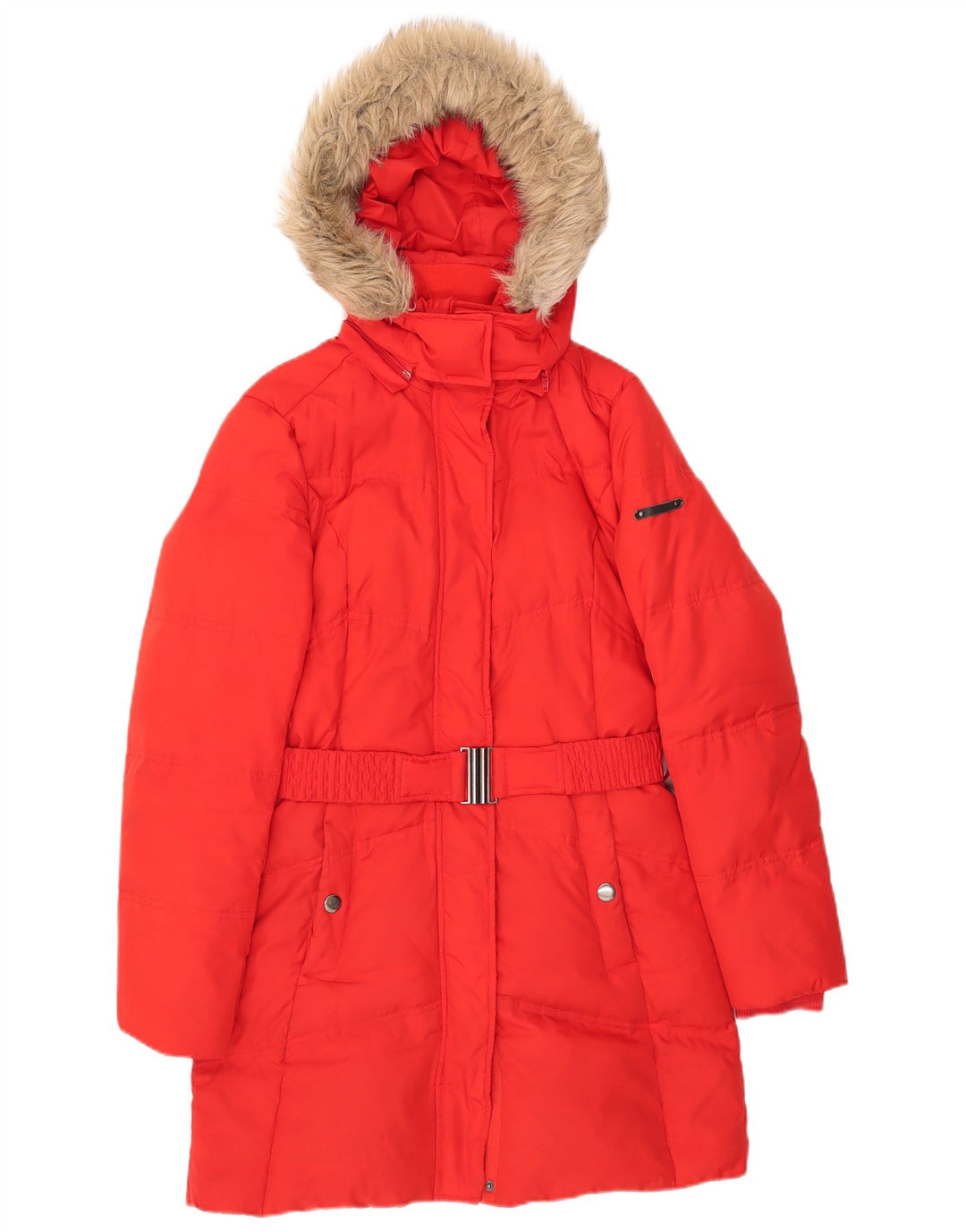 Esprit Womens Hooded Padded Coat UK 10 Small Red Polyester