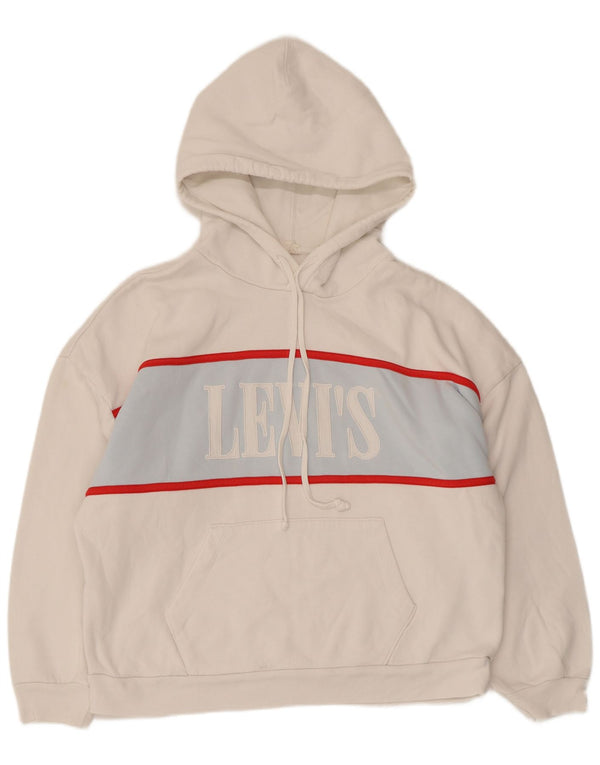 Levi's Womens Graphic Oversized Hoodie Jumper UK 10 Small White Colourblock