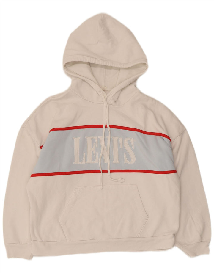 Levi's Womens Graphic Oversized Hoodie Jumper UK 10 Small White Colourblock