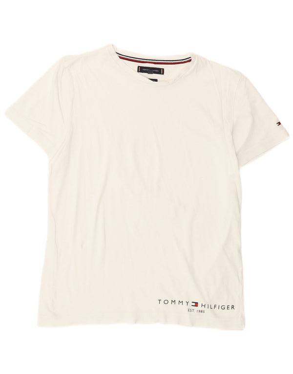 Tommy Hilfiger Womens Graphic T-Shirt Top UK 10 Small White Cotton