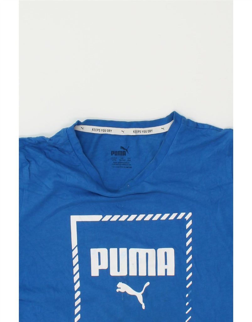 PUMA Boys Graphic T-Shirt Top 13-14 Years Blue Cotton | Vintage Puma | Thrift | Second-Hand Puma | Used Clothing | Messina Hembry 