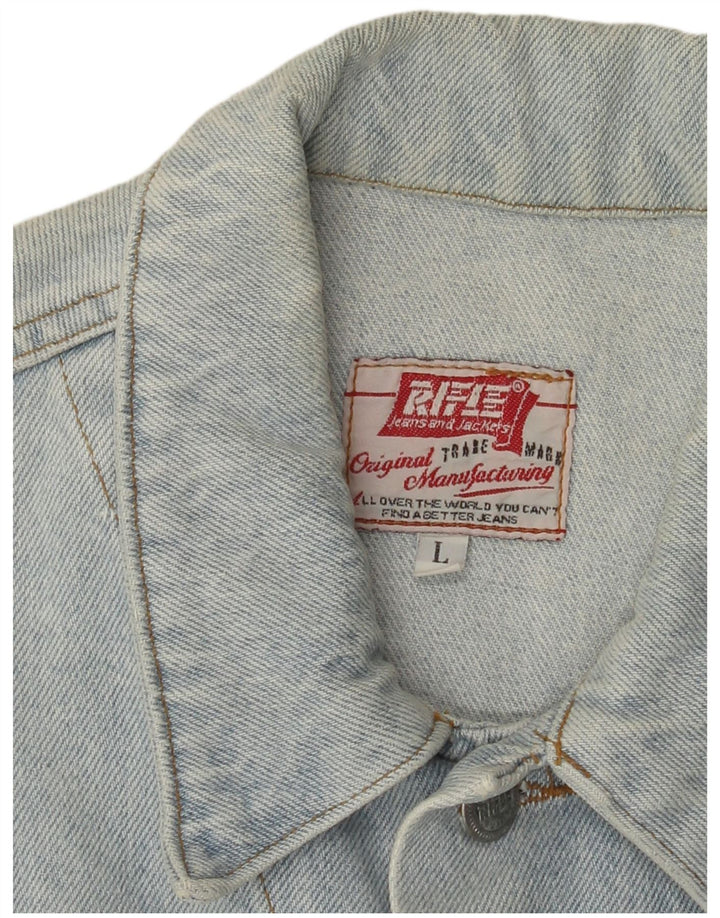 RIFLE Mens Denim Jacket UK 40 Large Blue Cotton