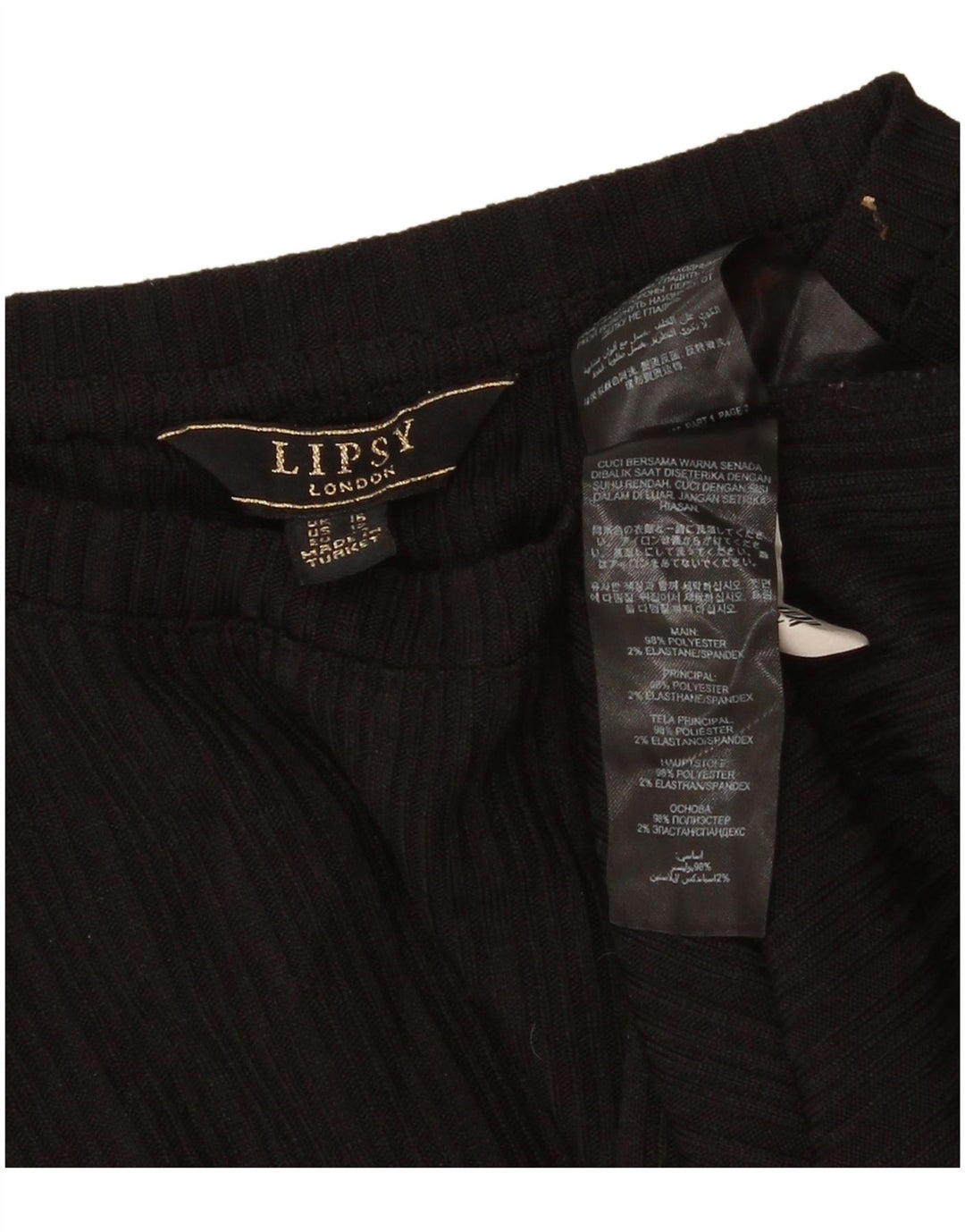 Lipsy Womens T-Shirt Top UK 16 Large  Black Polyester