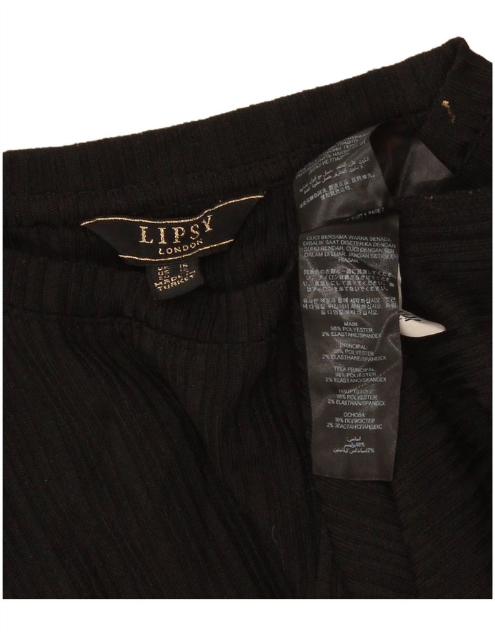 Lipsy Womens T-Shirt Top UK 16 Large  Black Polyester
