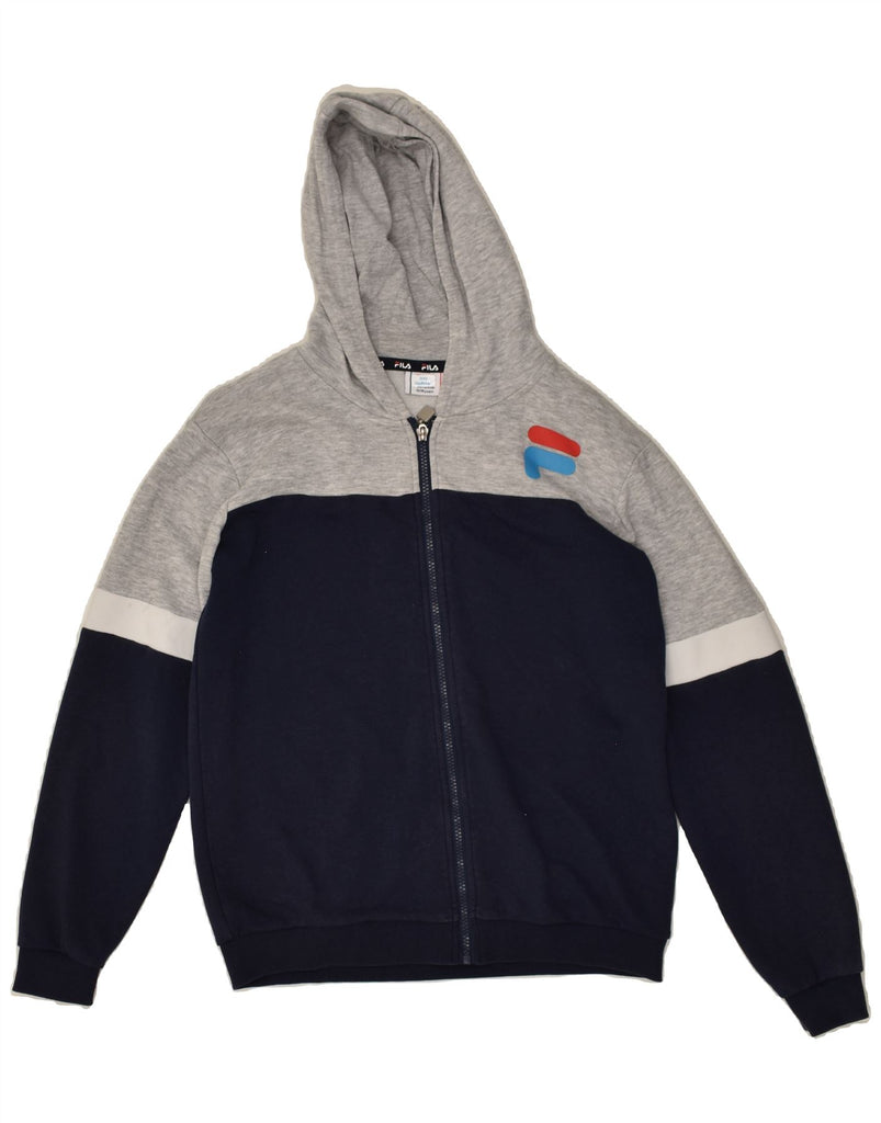 FILA Boys Zip Hoodie Sweater 13-14 Years Navy Blue Colourblock Cotton | Vintage Fila | Thrift | Second-Hand Fila | Used Clothing | Messina Hembry 