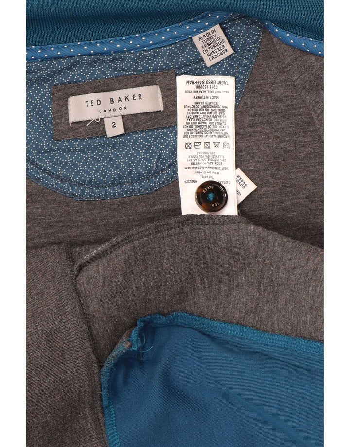 Ted Baker Mens Tracksuit Top Jacket Size 2 Small Grey Flecked Polyester