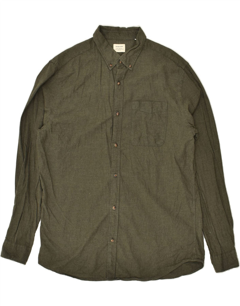 JACK & JONES Mens Shirt XL Khaki Cotton | Vintage Jack & Jones | Thrift | Second-Hand Jack & Jones | Used Clothing | Messina Hembry 