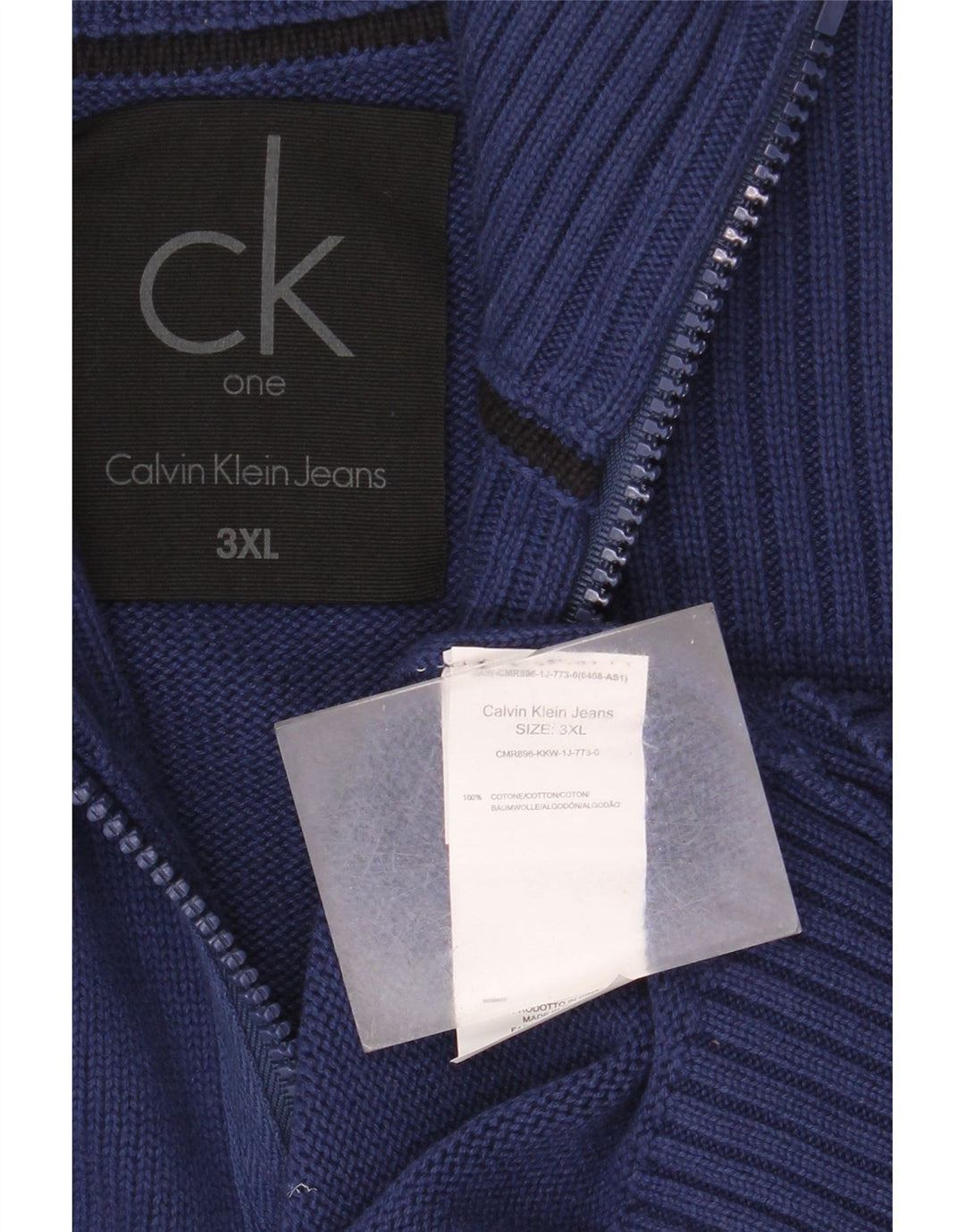 Calvin Klein Jeans Mens Cardigan Sweater 3XL Navy Blue Cotton