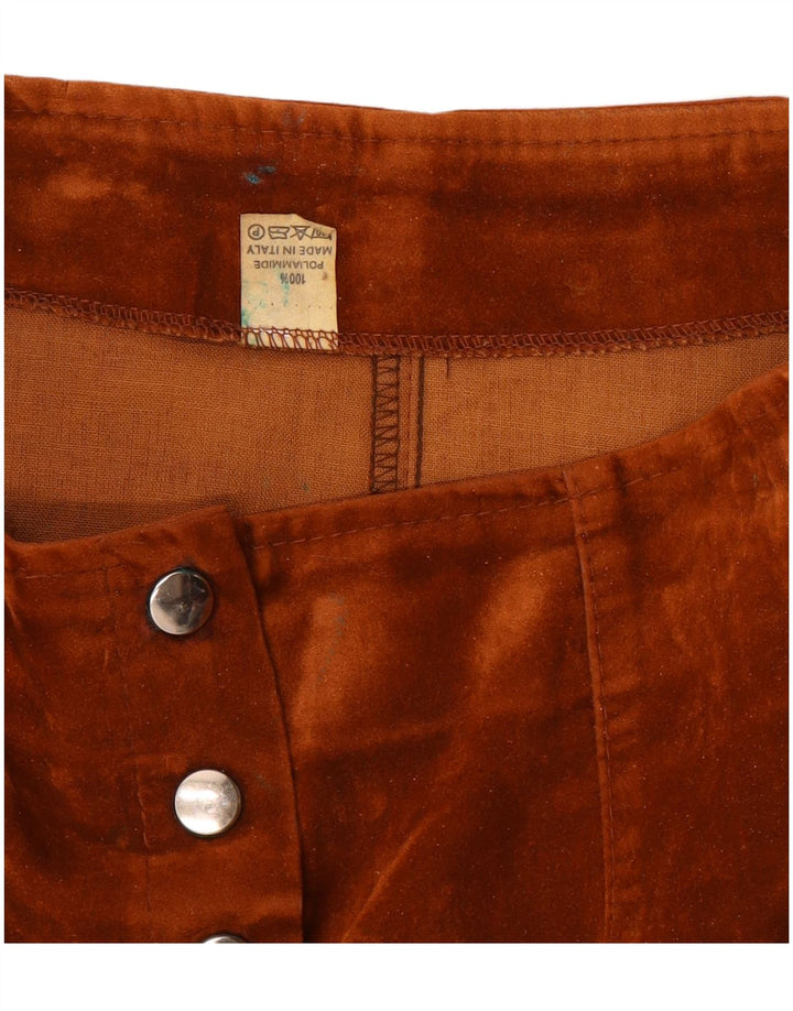 Vintage Womens Velour Mini Skirt W24 XS Brown Polyamide