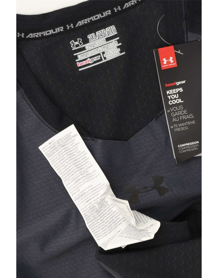 Under Armour Mens Compression T-Shirt Top 2XL Grey Colourblock Polyester