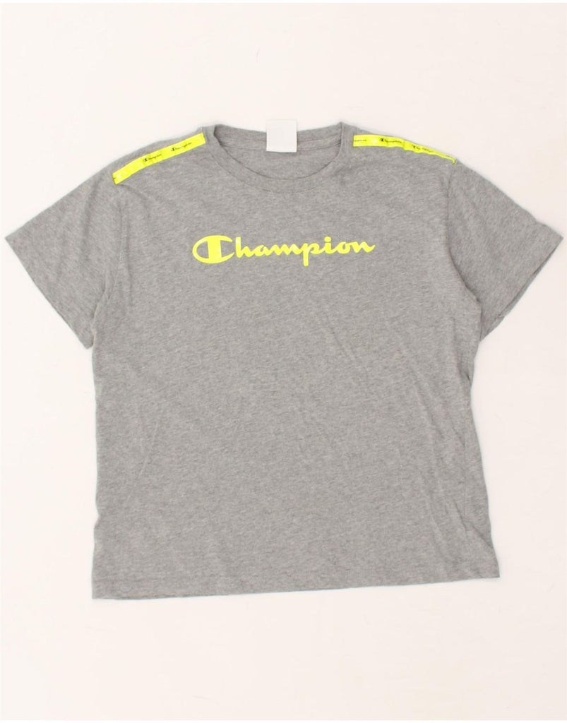 CHAMPION Girls Graphic T-Shirt Top 13-14 Years XL Grey Cotton | Vintage Champion | Thrift | Second-Hand Champion | Used Clothing | Messina Hembry 