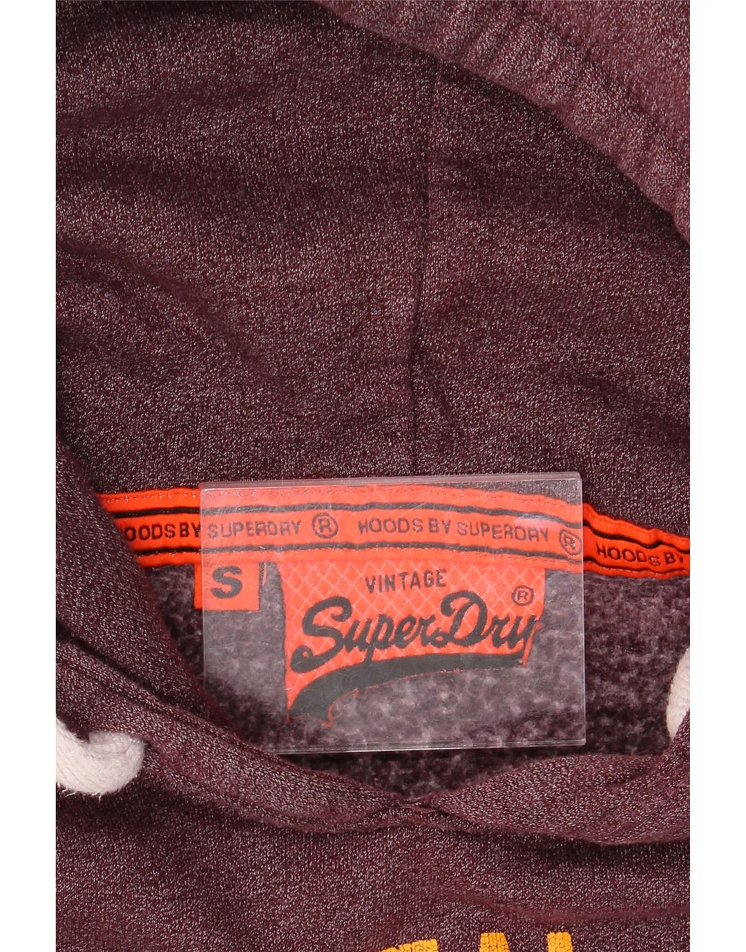 SUPERDRY Mens Graphic Hoodie Jumper Small Burgundy Flecked Vintage Superdry and Second-Hand Superdry from Messina Hembry 