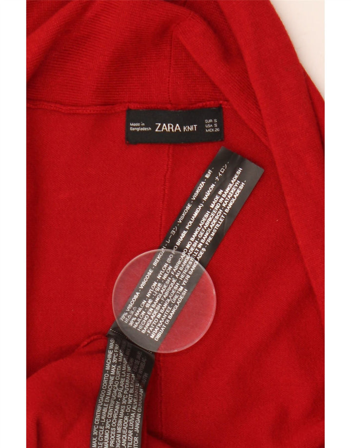 Zara Womens Open Cardigan Sweater UK 10 Small Red Viscose