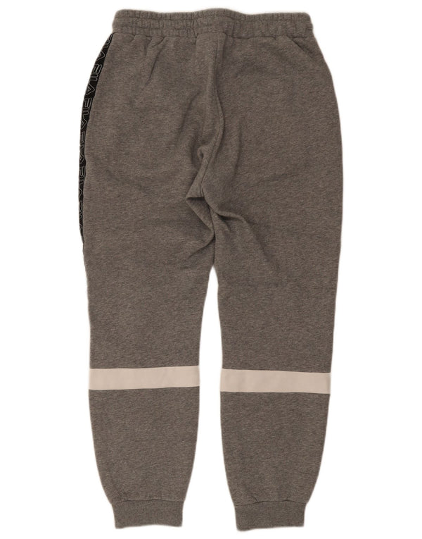 Fila Mens Graphic Tracksuit Trousers Joggers Small Grey Colourblock Cotton