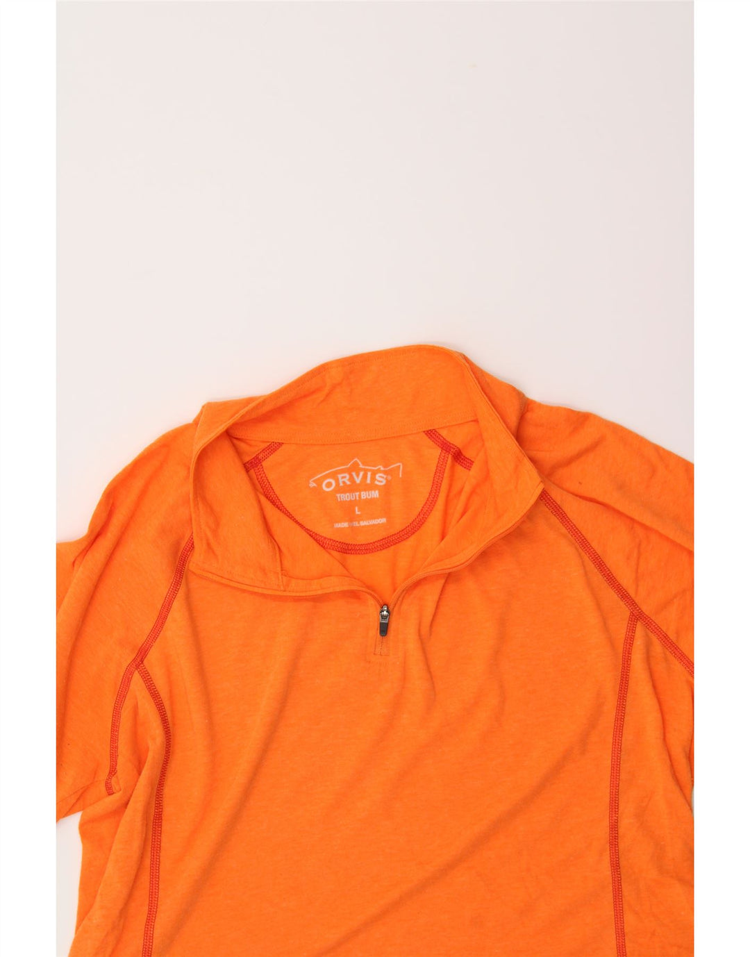 ORVIS Mens Zip Neck T-Shirt Top Large Orange Polyester Vintage Orvis and Second-Hand Orvis from Messina Hembry 