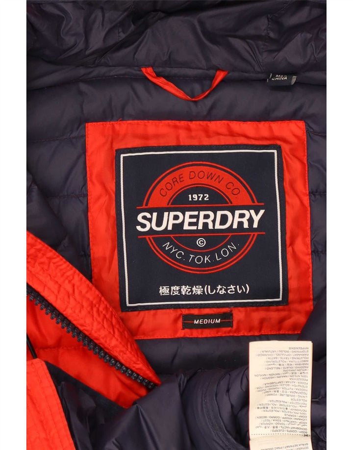 Superdry Womens Hooded Padded Jacket UK 14 Medium Red Nylon