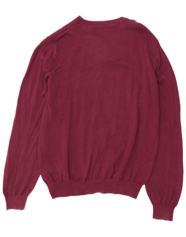 Marks & Spencer Mens Regular Fit V-Neck Jumper Sweater Large Burgundy
