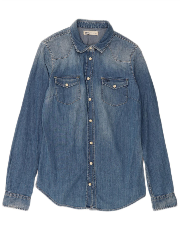 RIFLE Womens Denim Shirt UK 10 Small Blue Cotton Vintage Rifle and Second-Hand Rifle from Messina Hembry 