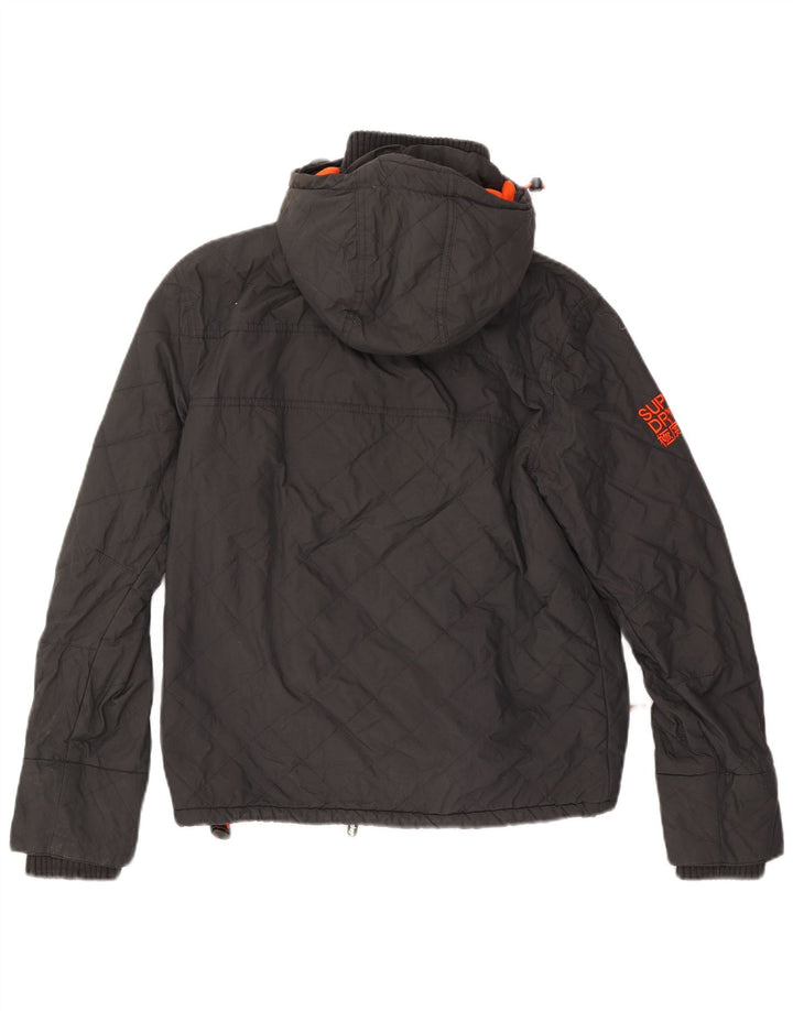 Superdry Mens Windcheater Hooded Windbreaker Jacket UK 36 Small Grey Nylon