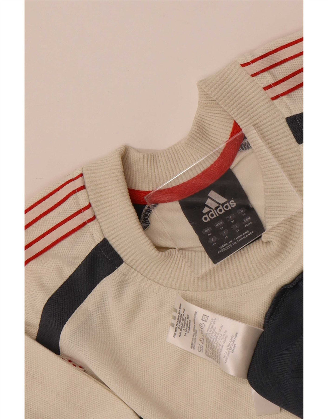 Adidas Mens T-Shirt Top Medium Beige Colourblock Polyester