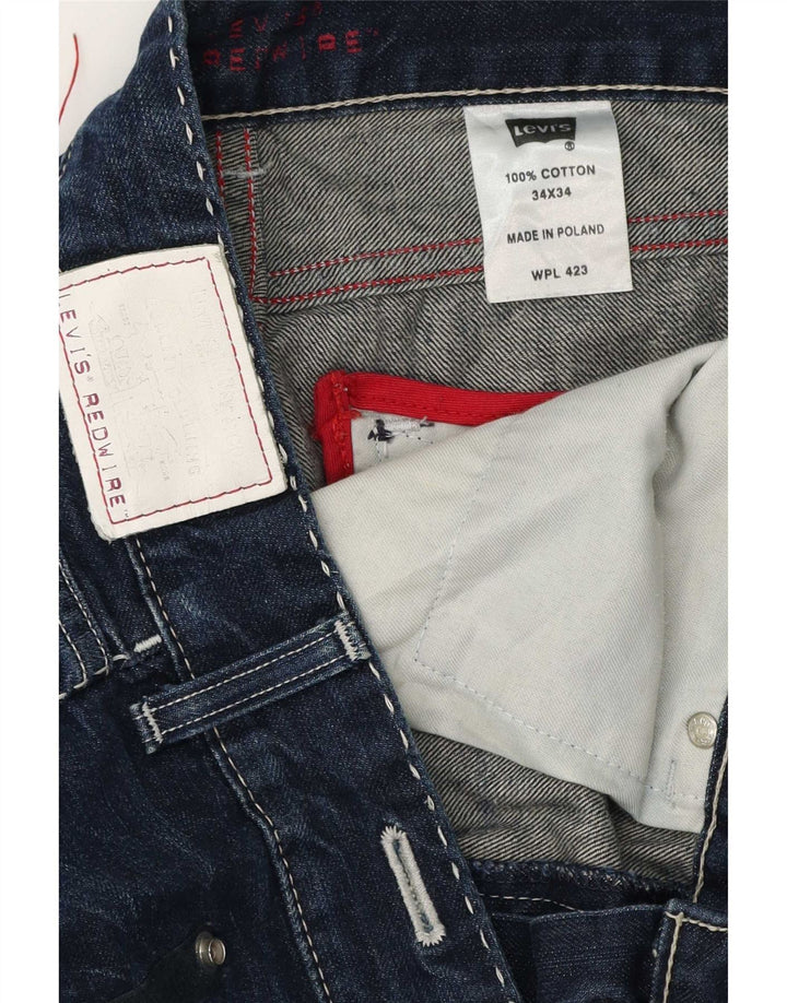Levi's Mens Straight Jeans W34 L34 Navy Blue Cotton
