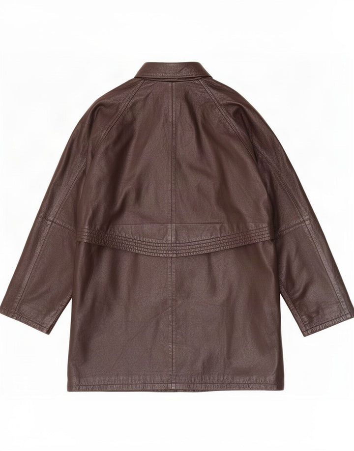 Cofi Womens Leather Coat UK 12 Medium Brown