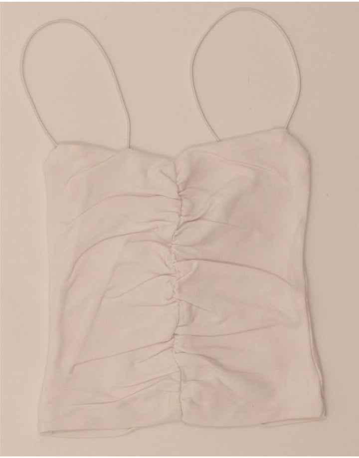 ZARA Womens Cami Top UK 8 Small White Cotton Vintage Zara and Second-Hand Zara from Messina Hembry 
