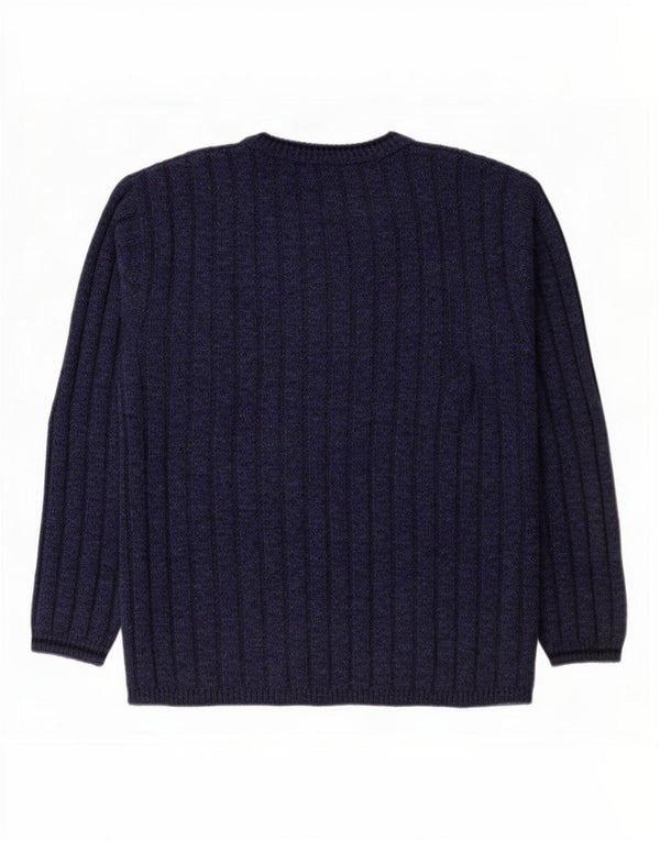 Lee Mens V-Neck Jumper Sweater XL Navy Blue Flecked Acrylic