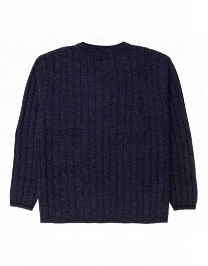 Lee Mens V-Neck Jumper Sweater XL Navy Blue Flecked Acrylic