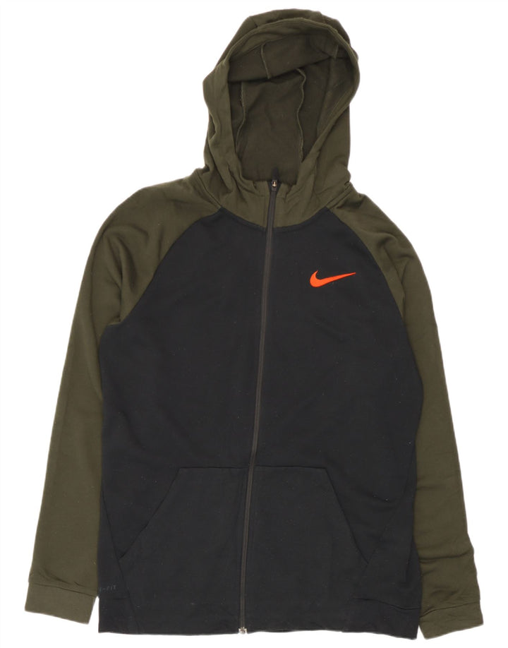 Nike Mens Zip Hoodie Sweater Large Black Colourblock Polyester