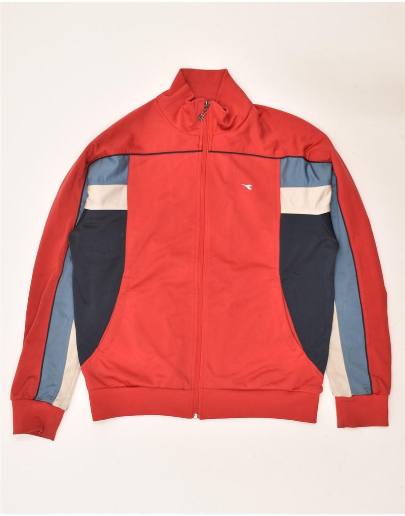 DIADORA Mens Tracksuit Top Jacket Size 40 Medium Red Colourblock Polyester | Vintage Diadora | Thrift | Second-Hand Diadora | Used Clothing | Messina Hembry 