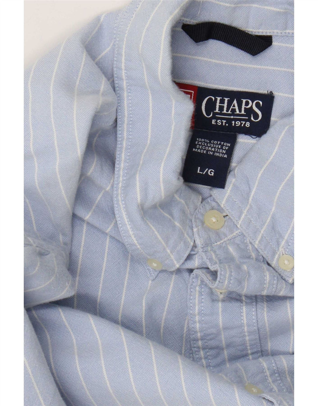 Chaps Mens Shirt Large Blue Pinstripe Cotton
