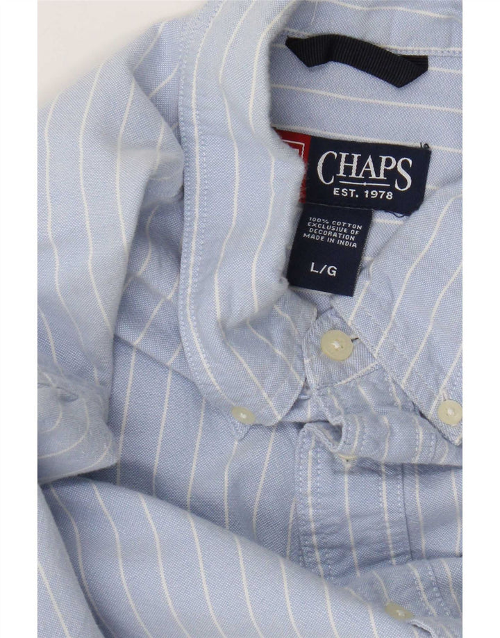 Chaps Mens Shirt Large Blue Pinstripe Cotton