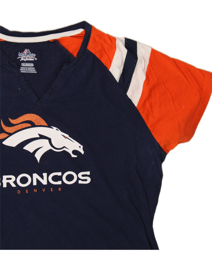 MAJESTIC Womens Broncos Graphic T-Shirt Top UK 20 2XL Navy Blue Vintage Majestic and Second-Hand Majestic from Messina Hembry 
