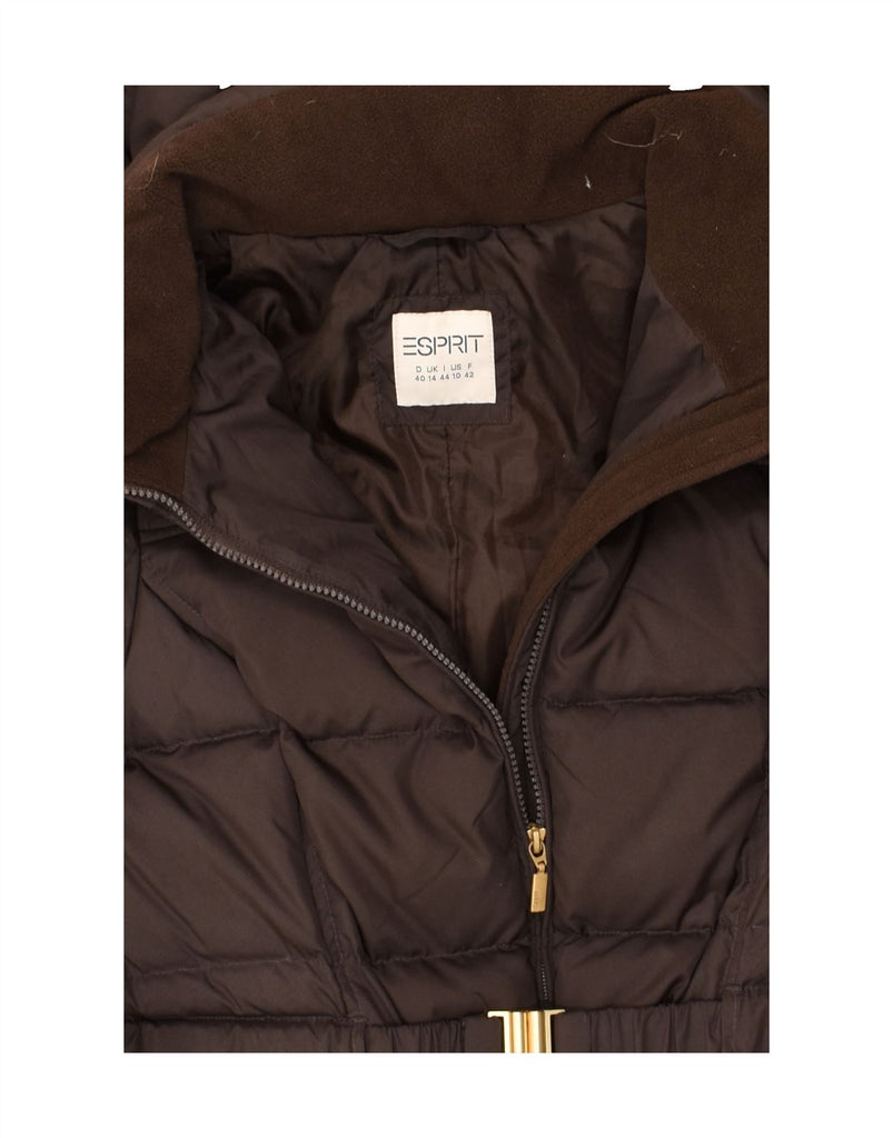 ESPRIT Womens Hooded Padded Jacket UK 14 Large  Brown Polyester | Vintage Esprit | Thrift | Second-Hand Esprit | Used Clothing | Messina Hembry 