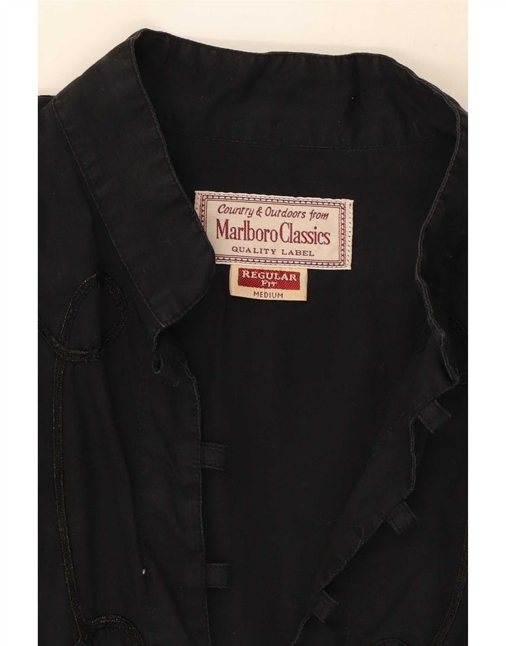 Marlboro Classics Womens Long Sleeve Tunic Top UK 14 Medium Black Paisley
