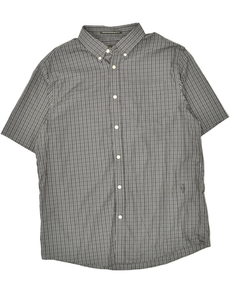 EDDIE BAUER Mens Relaxed Fit Short Sleeve Shirt Large Grey Check Cotton | Vintage Eddie Bauer | Thrift | Second-Hand Eddie Bauer | Used Clothing | Messina Hembry 