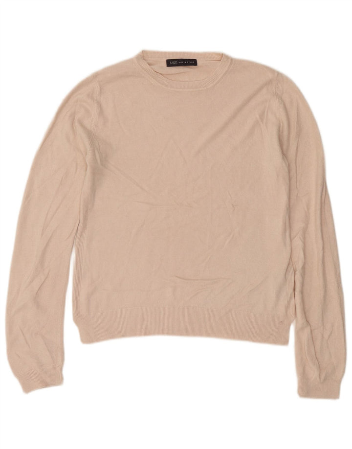 Marks & Spencer Womens Crew Neck Jumper Sweater UK 12 Medium Pink Acrylic